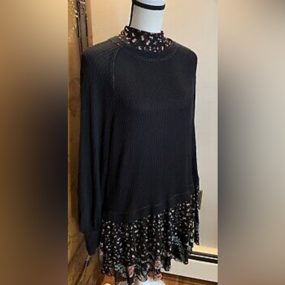Free People Opposites Attract mini dress in black floral - Picture 3 of 4